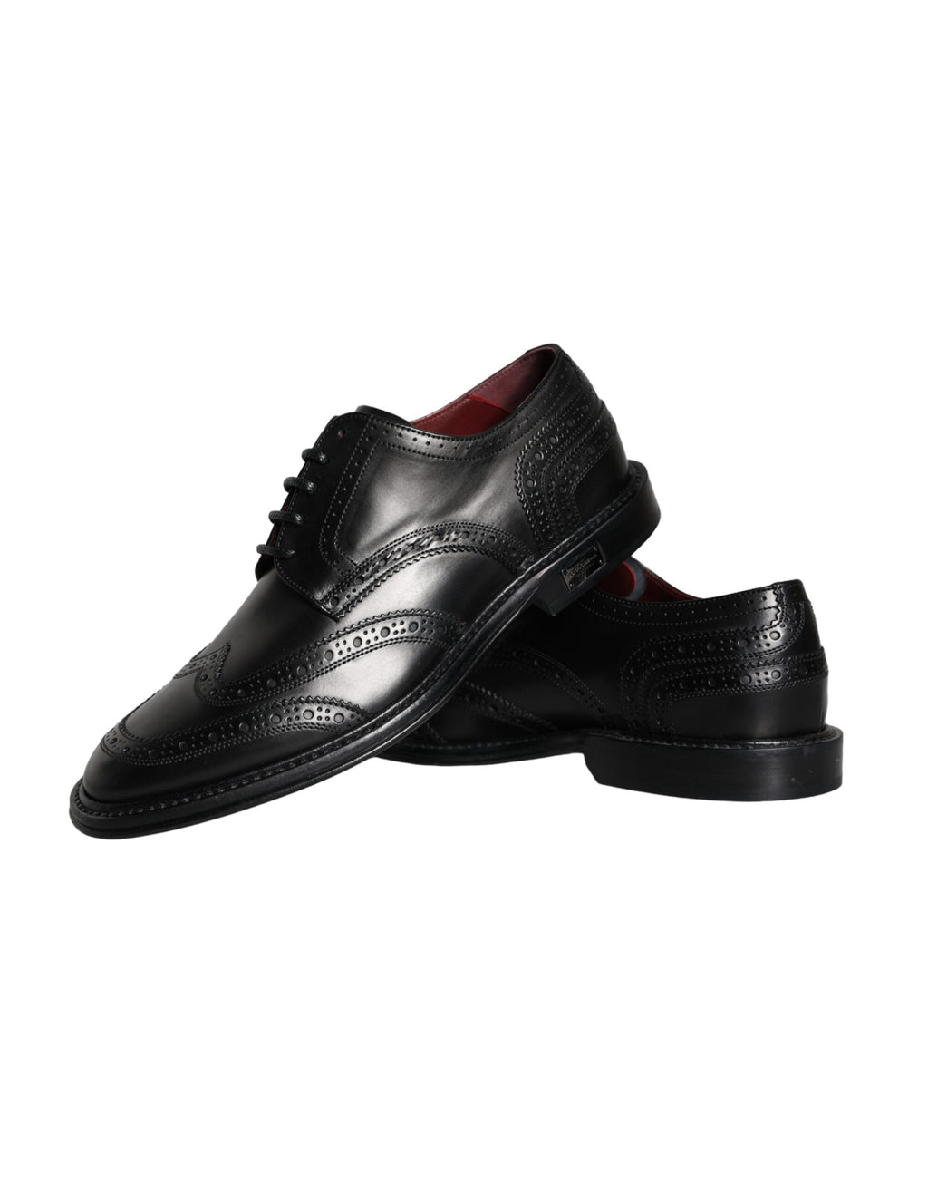 Chaussures formelles pour homme Dolce & Gabbana en cuir noir Oxford Wingtip avec détails élégants.