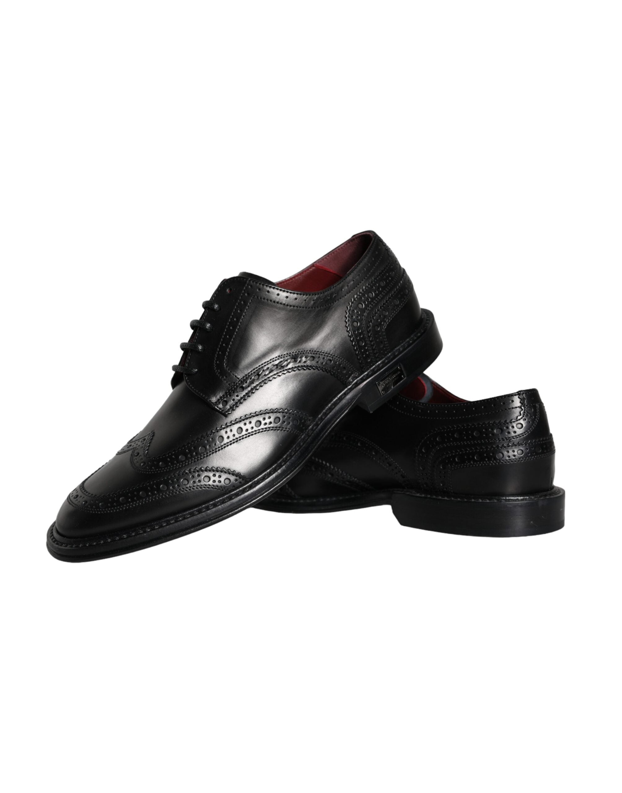 Chaussures formelles pour homme Dolce & Gabbana en cuir noir Oxford Wingtip avec détails élégants.
