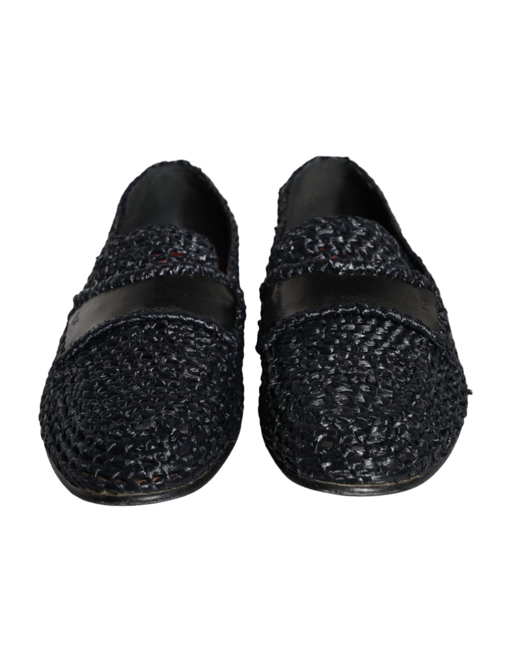 Chaussures mocassins Dolce & Gabbana pour hommes en raphia tissé noir, style slip-on élégant et confortable.