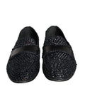 Chaussures mocassins Dolce & Gabbana pour hommes en raphia tissé noir, style slip-on élégant et confortable.