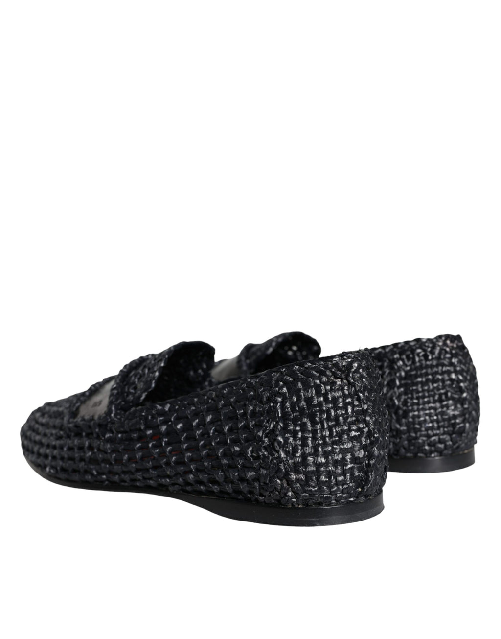 Mocassins homme Dolce & Gabbana en raphia tissé noir, faciles à enfiler, avec style élégant et confortable.