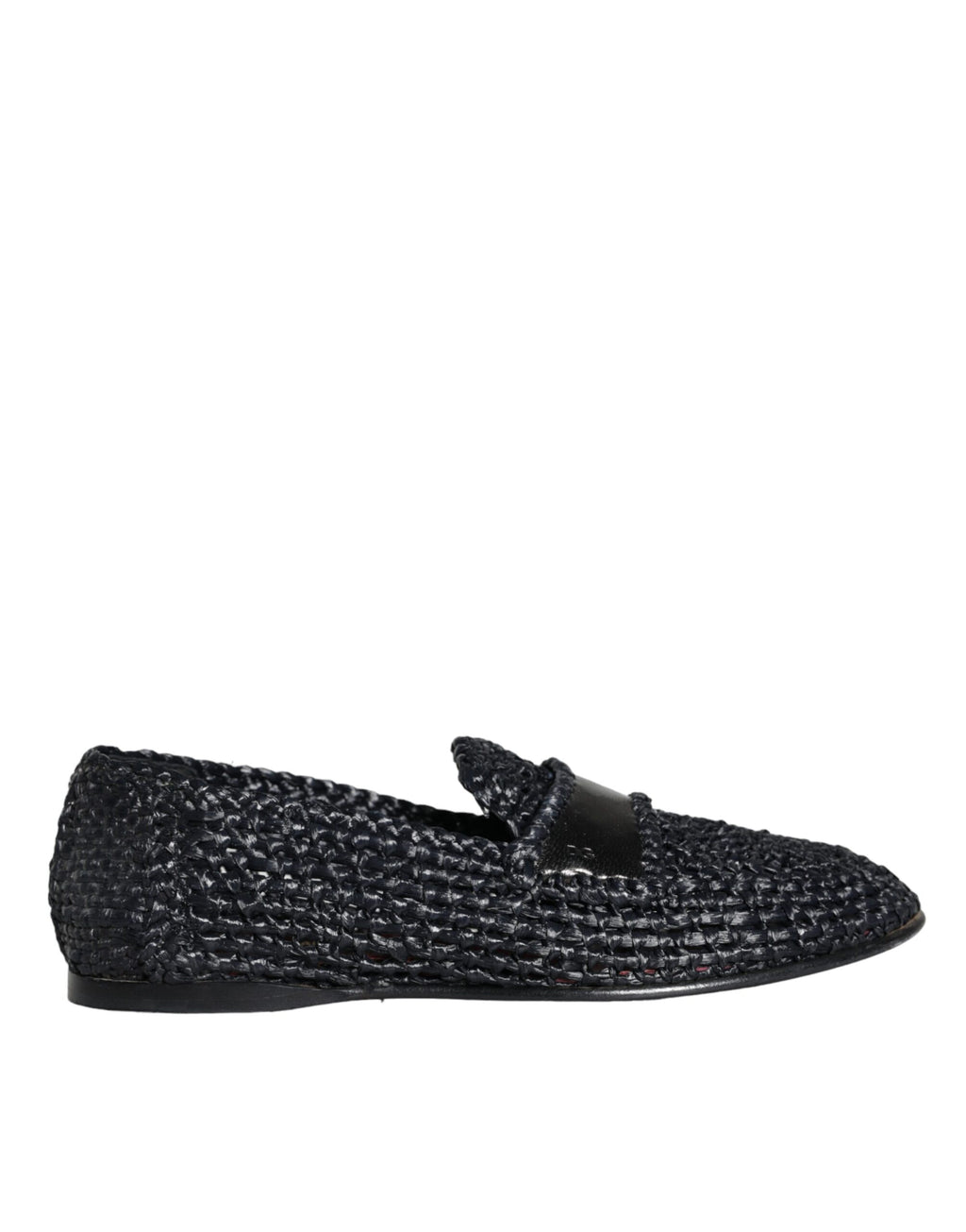 Chaussures pour hommes Dolce & Gabbana mocassins en raphia tissé noir, faciles à enfiler et élégants.