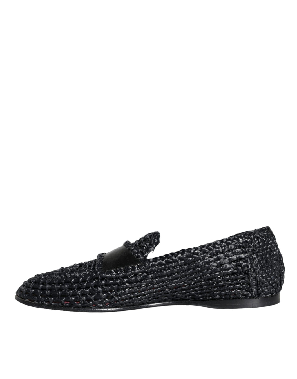 Chaussures hommes Dolce & Gabbana loafers en raffia tressé noir, style slip-on élégante et confortable.