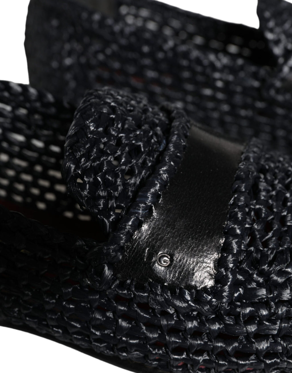 Chaussures homme Dolce & Gabbana mocassins en rafia tissé noir, style slip-on élégants et confortables.