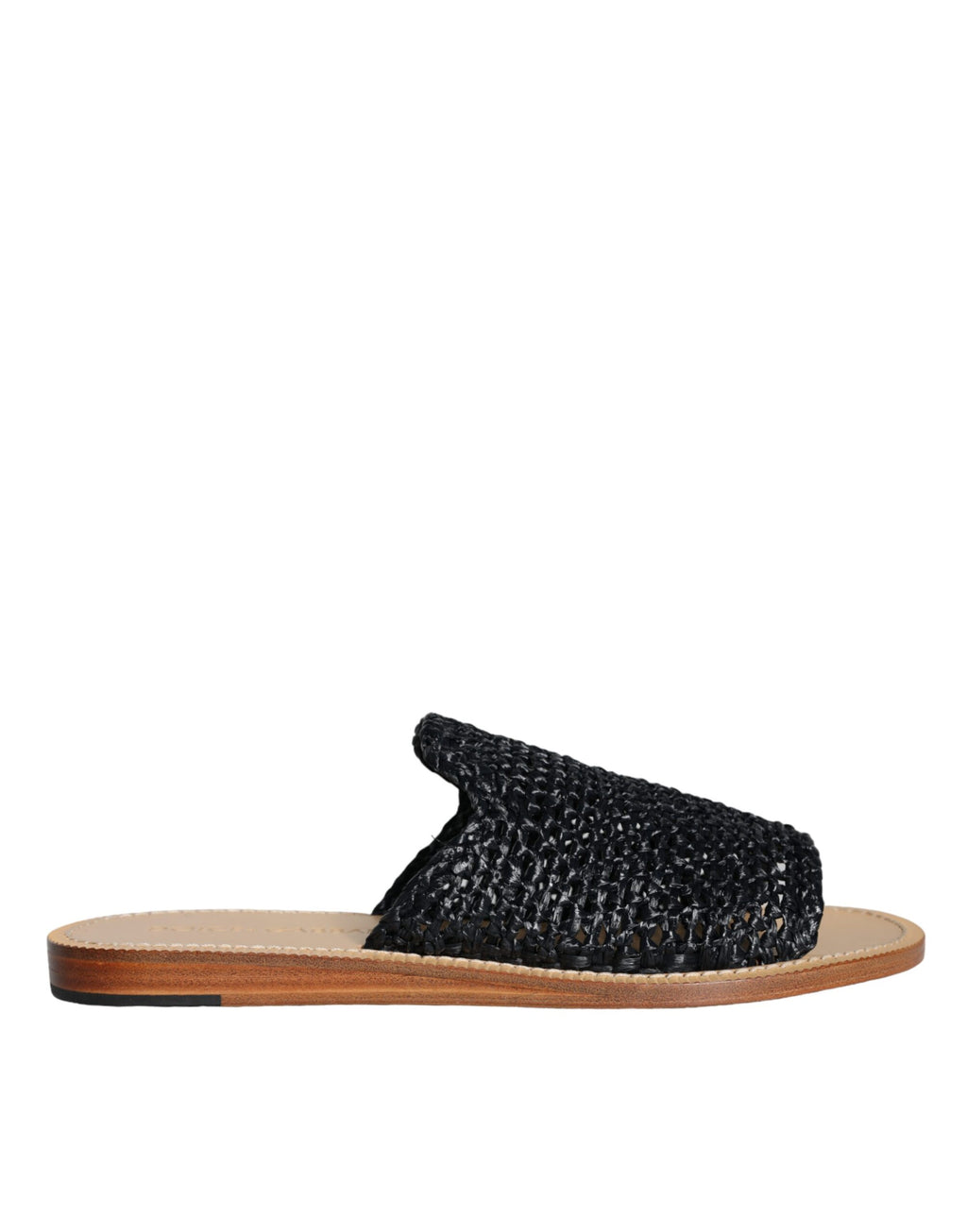 Sandales Dolce & Gabbana en raphia noir à tresses, chaussures décontractées élégantes et confortables pour l'été.