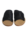 Sandales Dolce & Gabbana en rafia noir à tressage monochrome, chaussure élégante pour femmes.