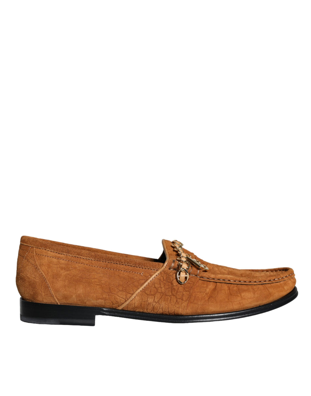 Mocassins Dolce & Gabbana en velours brun et cuir avec logo, chaussures slip-on élégantes et confortables pour homme.
