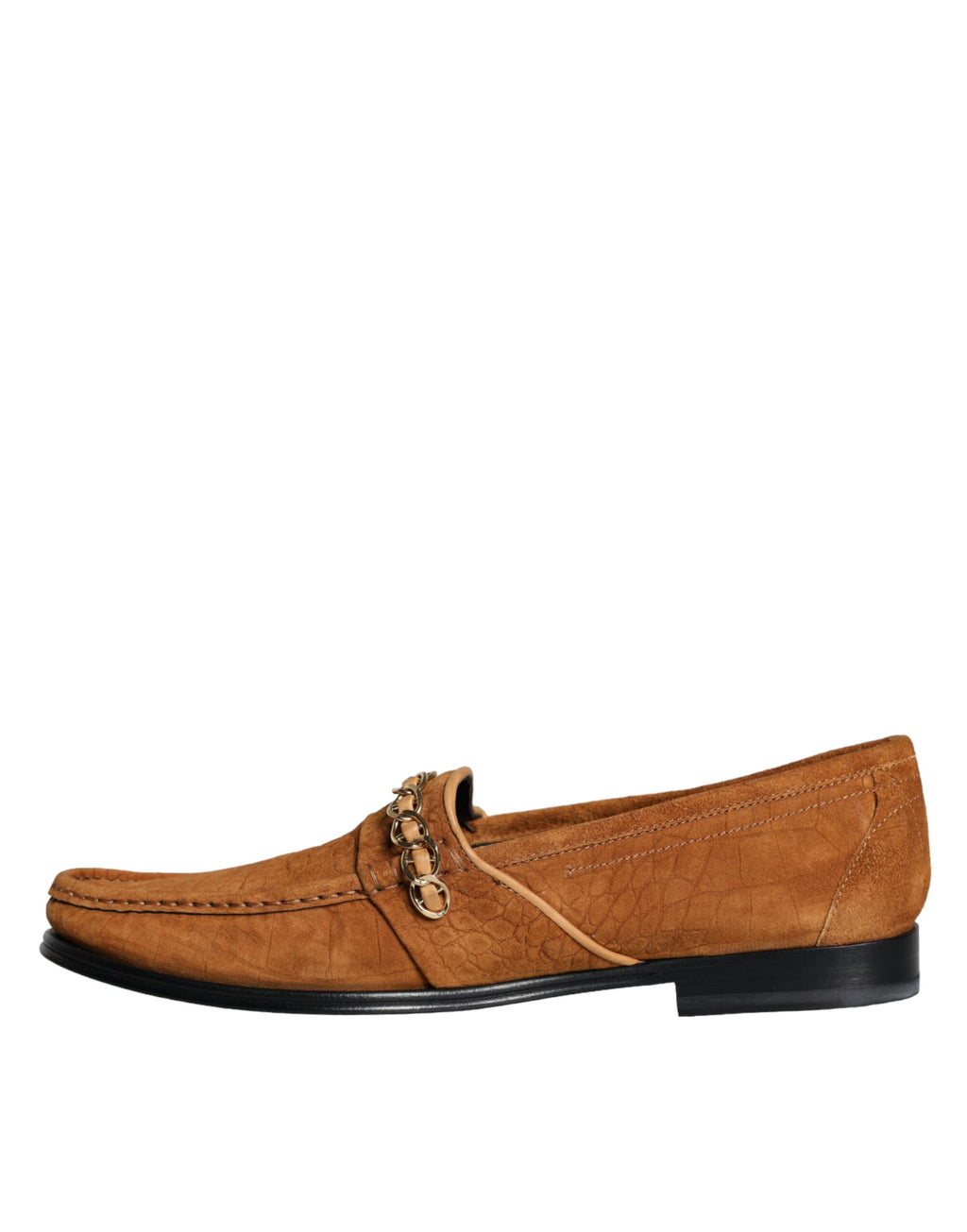 Mocassins en velours marron Dolce & Gabbana avec logo en cuir, style slip-on, chaussure élégante pour homme.