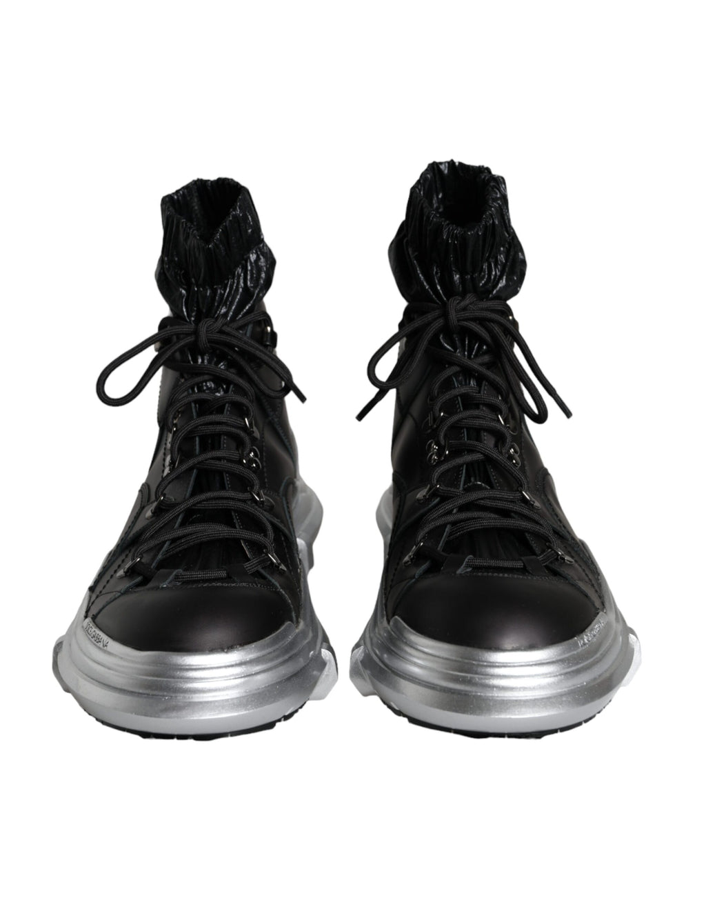 Chaussures sneakers haut de gamme Dolce & Gabbana en nylon noir, modèle Galileo, high top avec design élégant.