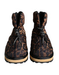 Bottes d ankle Dolce & Gabbana en cuir marron à motif léopard rembourré, style élégant et tendance.