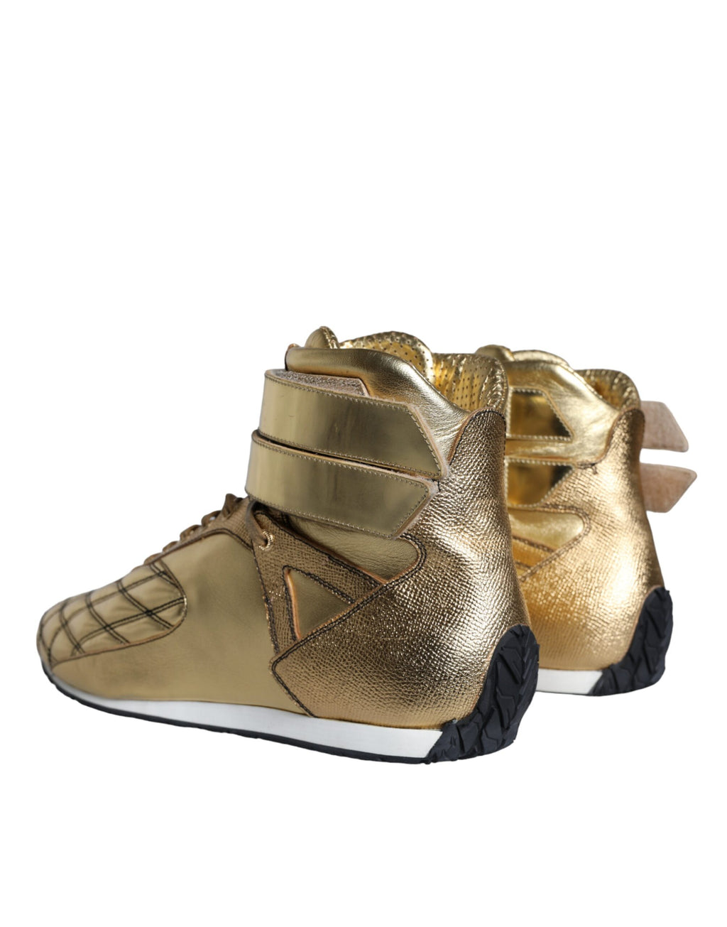 Chaussures sneakers haut de gamme Dolce & Gabbana Gold Leather Sartoria en cuir, style moderne et élégant.