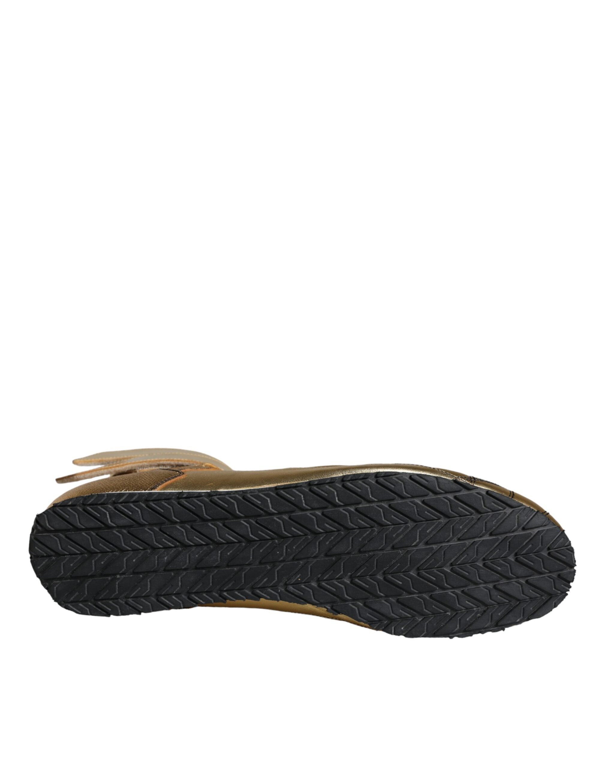 Chaussures de sneakers haut de gamme Dolce & Gabbana Sartoria en cuir doré, style high top pour homme.