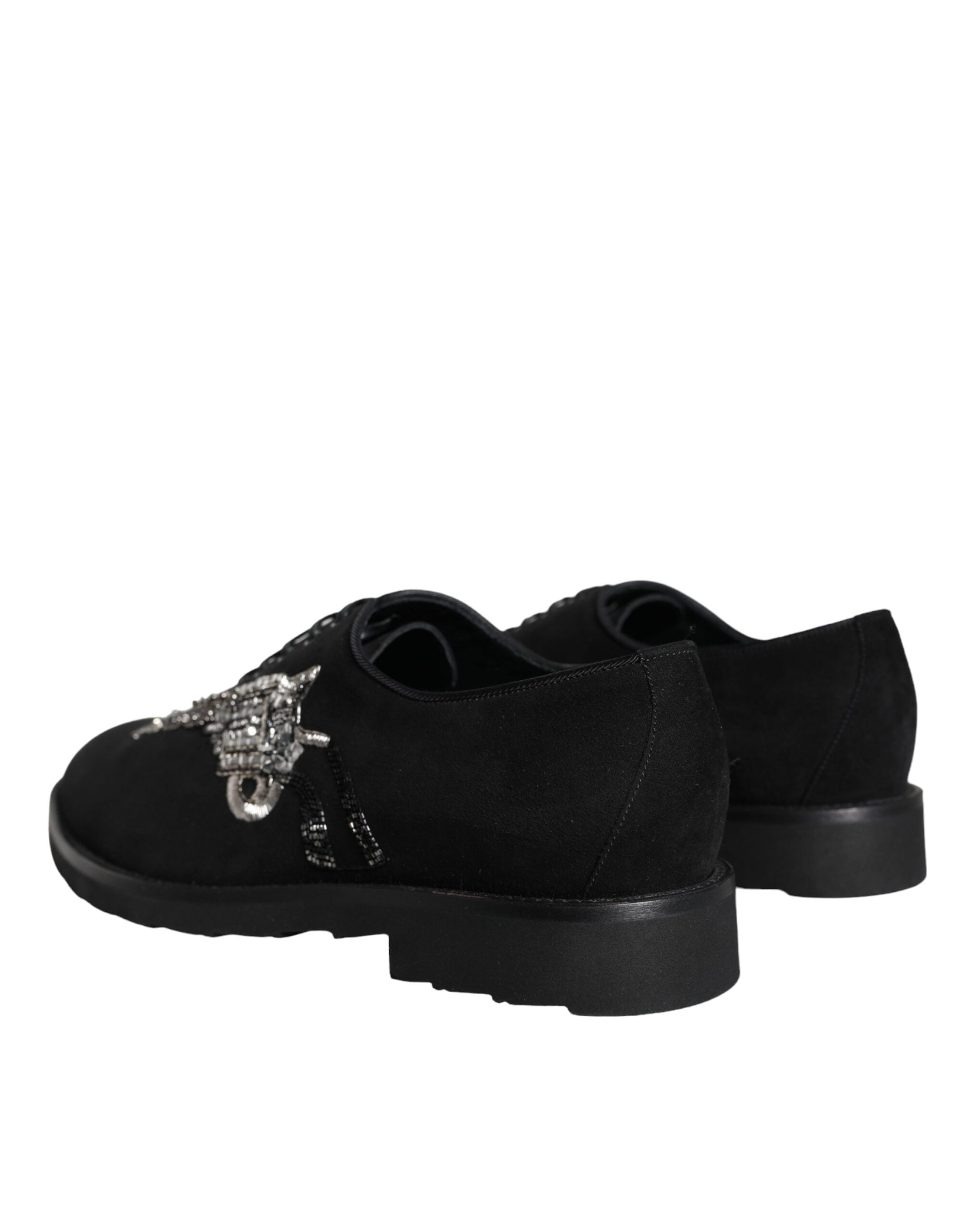 Chaussures formelles en daim noir Dolce & Gabbana Sicilia à lacets, élégantes et sophistiquées.