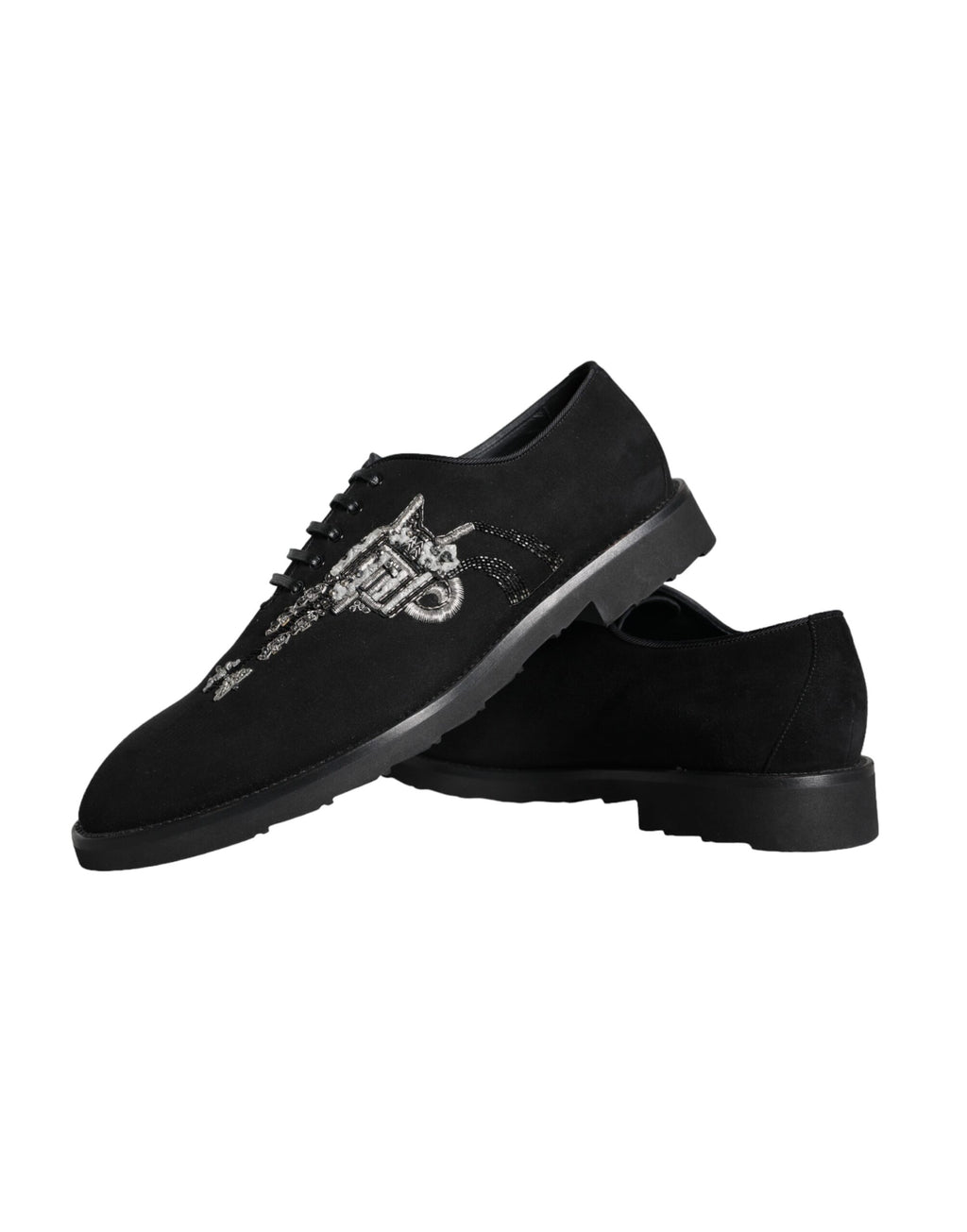 Chaussures formelles en daim noir Dolce & Gabbana Sicilia avec lacets, élégantes et sophistiquées pour homme.