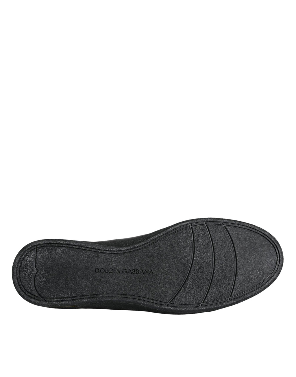 Chaussures sneakers classiques en cuir noir et or Dolce & Gabbana, style élégant avec détails de luxe.