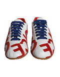Chaussures décontractées Dolce & Gabbana en cuir multicolore avec logo, sneakers élégants pour un style casual.