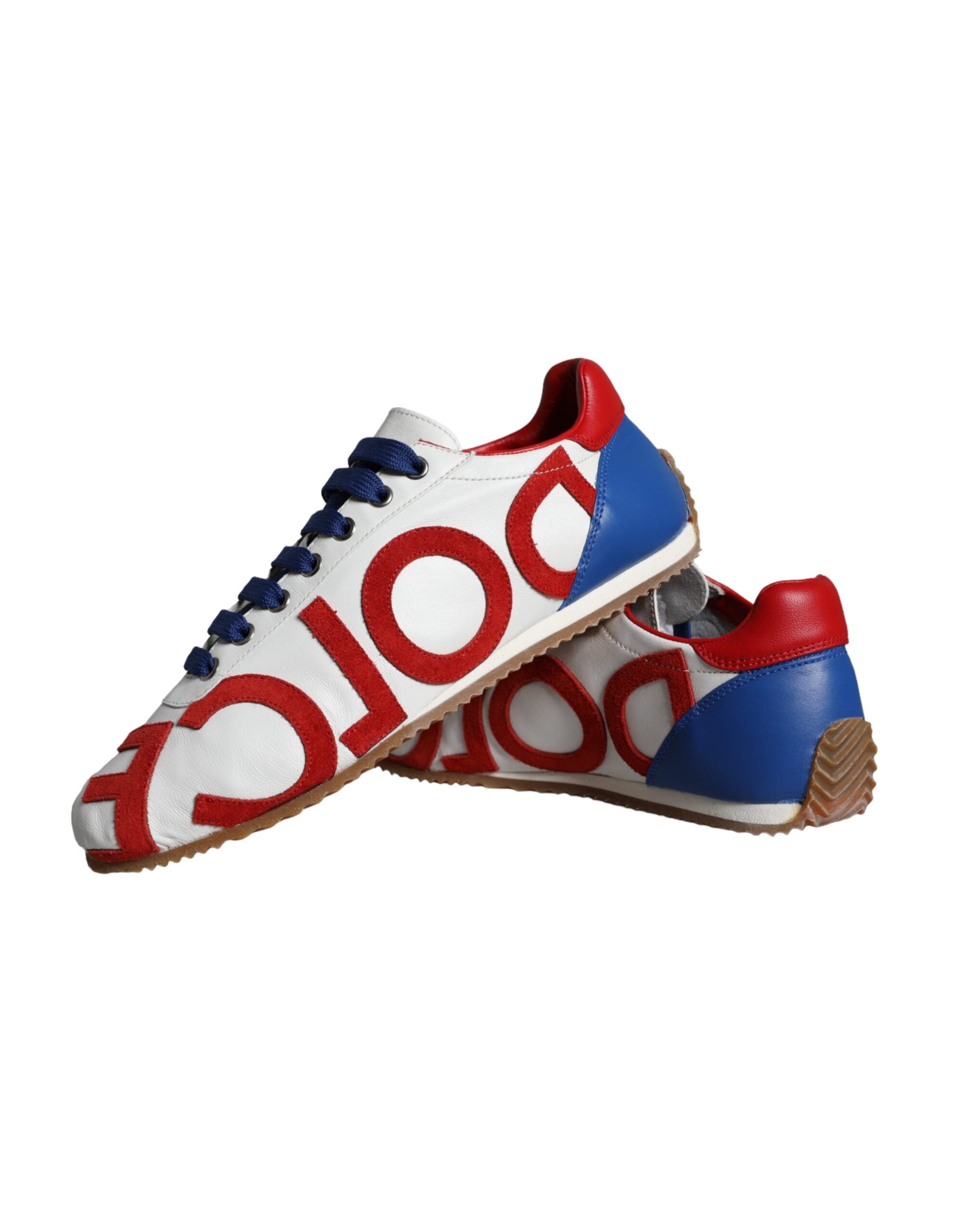 Chaussures sneakers décontractées en cuir multicolore avec logo Dolce & Gabbana, style casual et moderne.