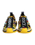 Chaussures femmes Dolce & Gabbana Sorrento jaunes avec cristaux, baskets élégantes en cuir tendance.