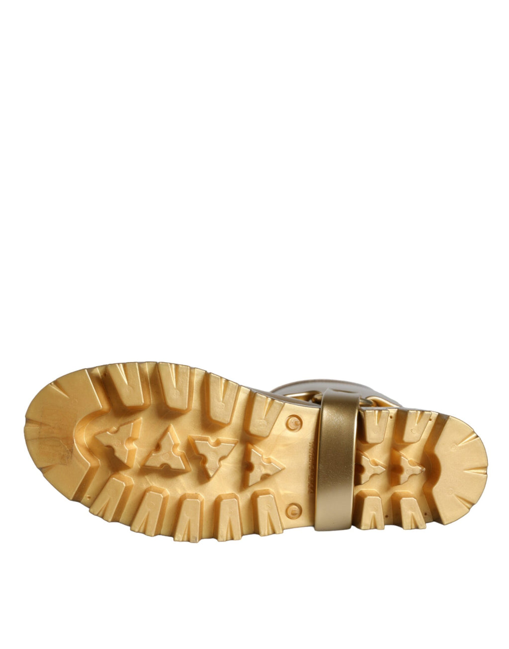 Bottes de pluie en caoutchouc PVC doré métallisé de Dolce & Gabbana, chaussures élégantes et résistantes aux intempéries.