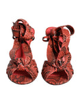 Sandales à talons Dolce & Gabbana en cuir exotique coral, élégantes chaussures à talon pour femmes.