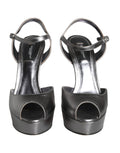 Sandales à plateforme en cuir argenté Dolce & Gabbana Keira, style métallique avec semelle épaisse et design élégant.