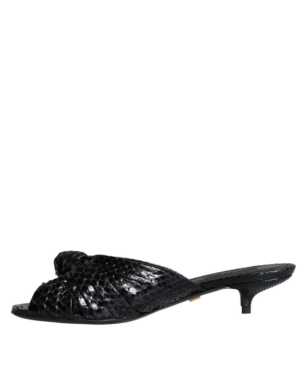 Sandales à talons noires en cuir Dolce & Gabbana, chaussures élégantes avec design à slides et finition raffinée.