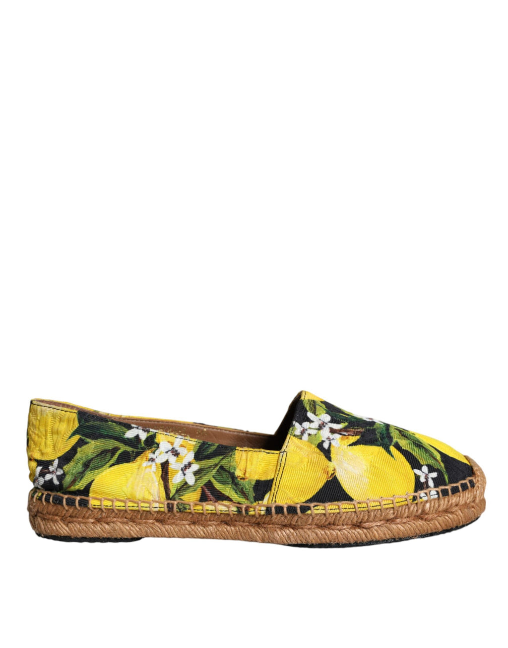 Espadrilles Dolce & Gabbana multicolores avec citron, slip-on, chaussures légères pour l'été, motif fruit coloré, semelle en corde.