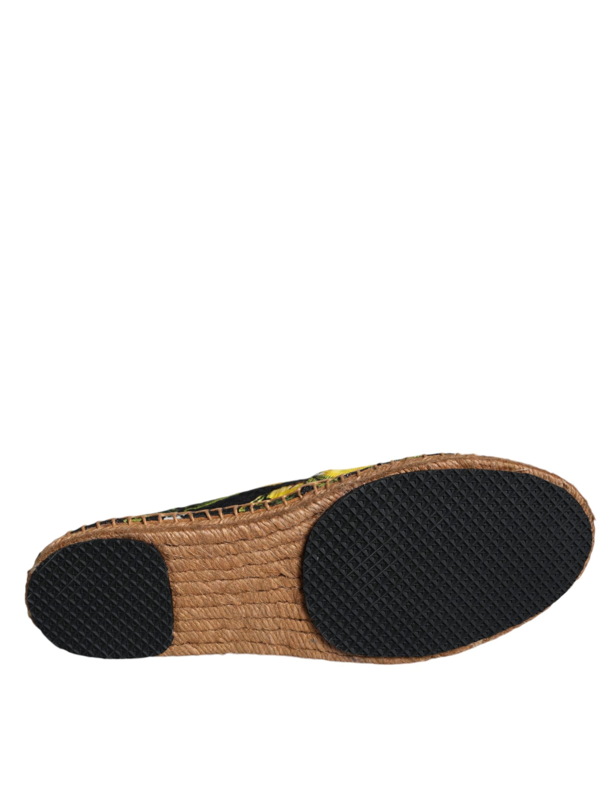 Espadrilles Dolce & Gabbana multicolores avec citrons, slip-on, chaussures légères pour l'été.