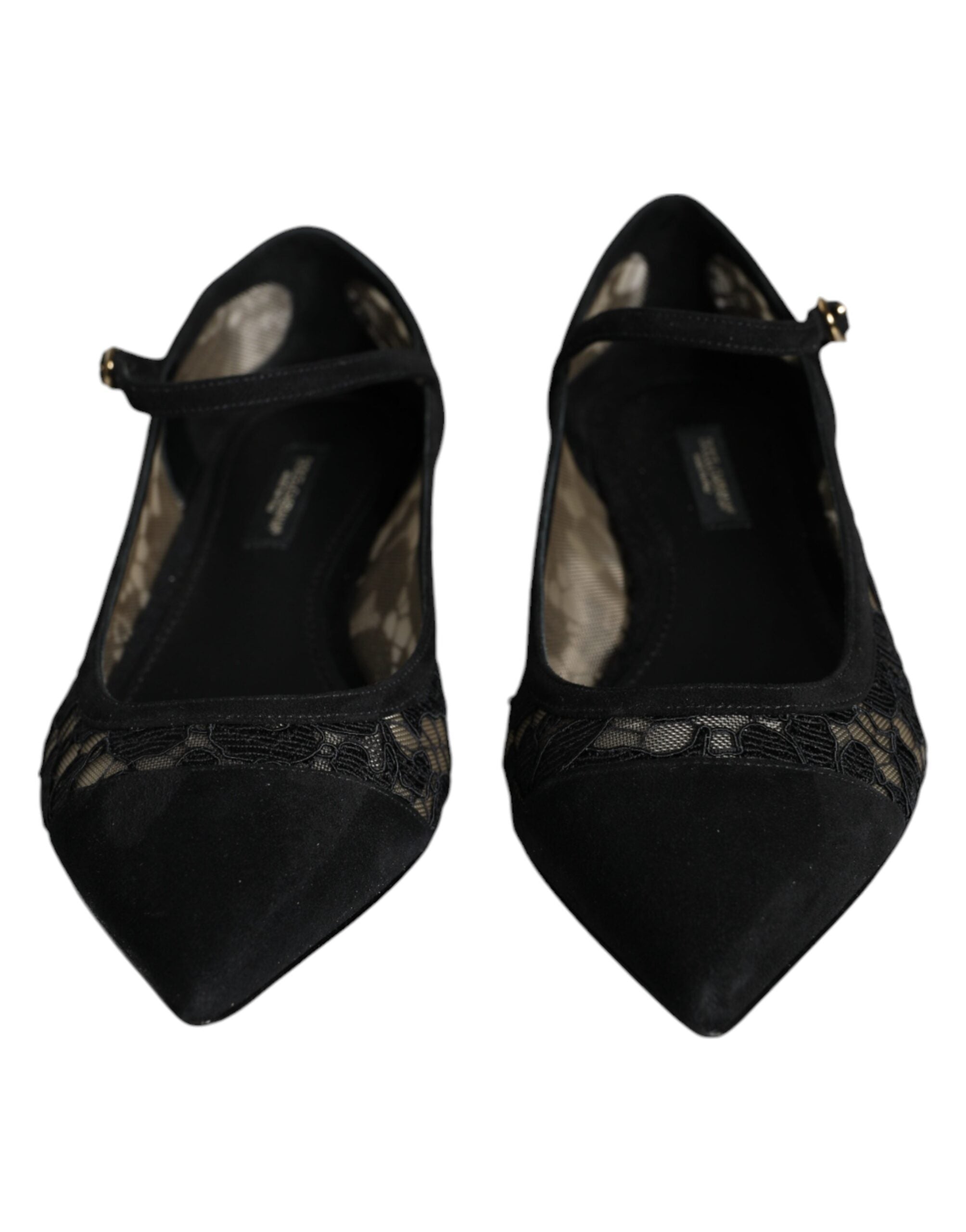 Chaussures plates Dolce & Gabbana Taormina en dentelle noire Bellucci, élégantes et raffinées, avec finition en dentelle noire.