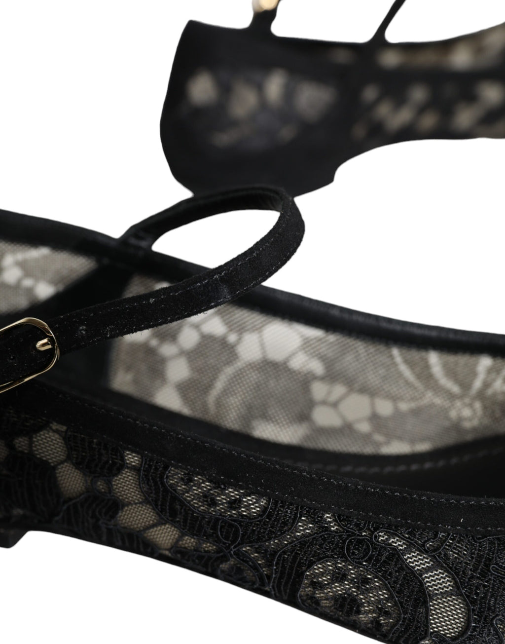 Chaussures plates Dolce & Gabbana Taormina Bellucci en dentelle noire, élégantes et sophistiquées.