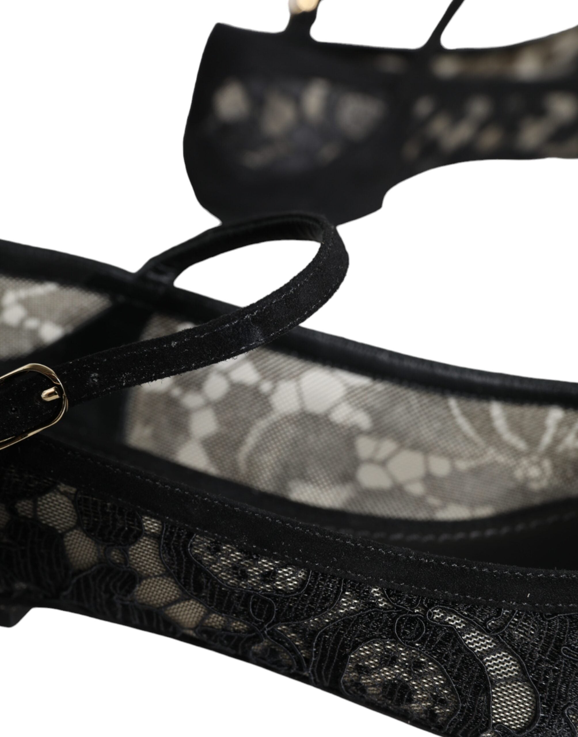 Chaussures plates Dolce & Gabbana Taormina Bellucci en dentelle noire, élégantes et sophistiquées.