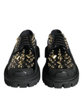 Chaussures Derby de trekking en cuir noir Dolce & Gabbana ornées de détails embellis, pour un style élégant et audacieux.