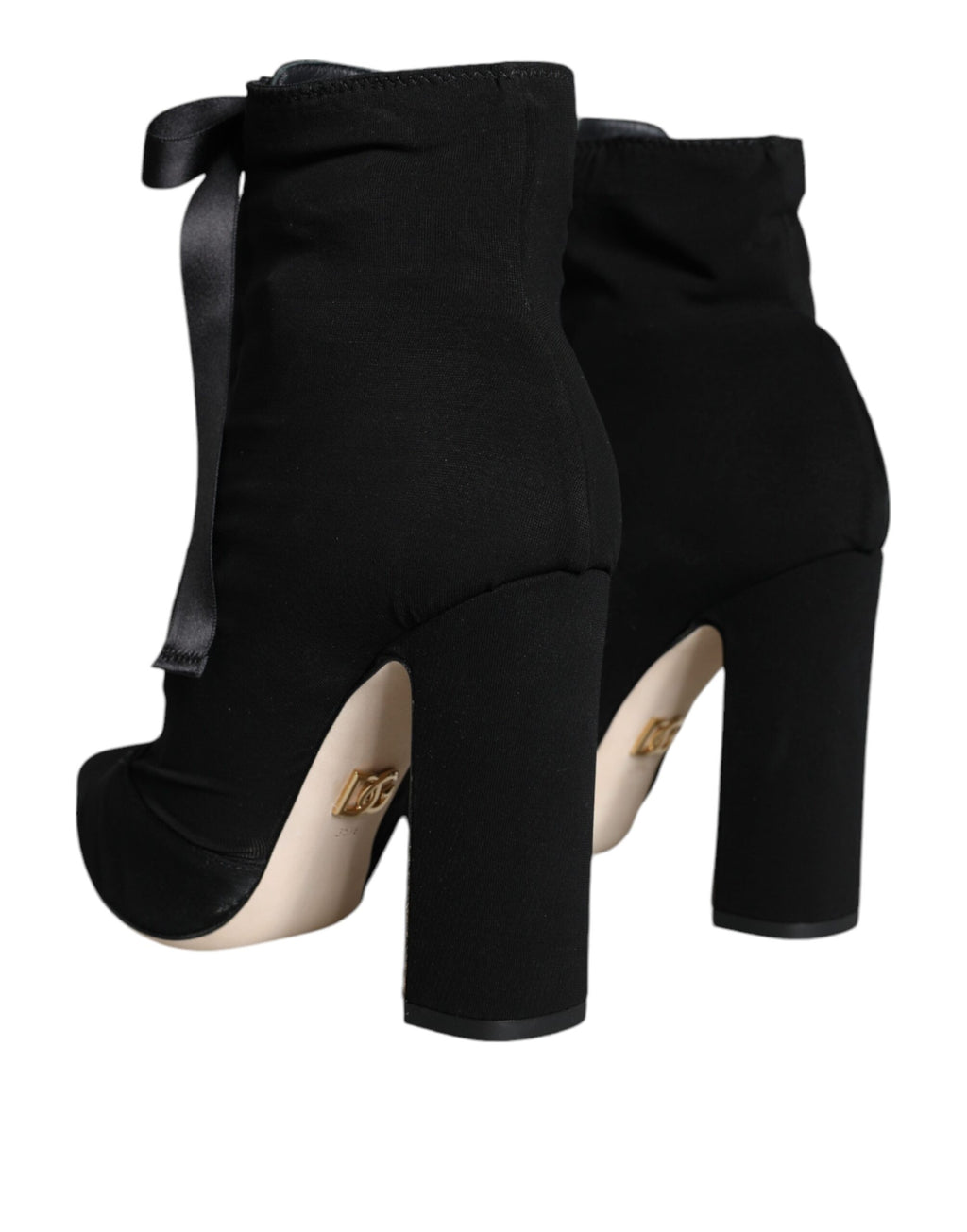 Chaussures Dolce & Gabbana, ankle boots en jersey noir extensible avec semelles épaisses et design élégant.