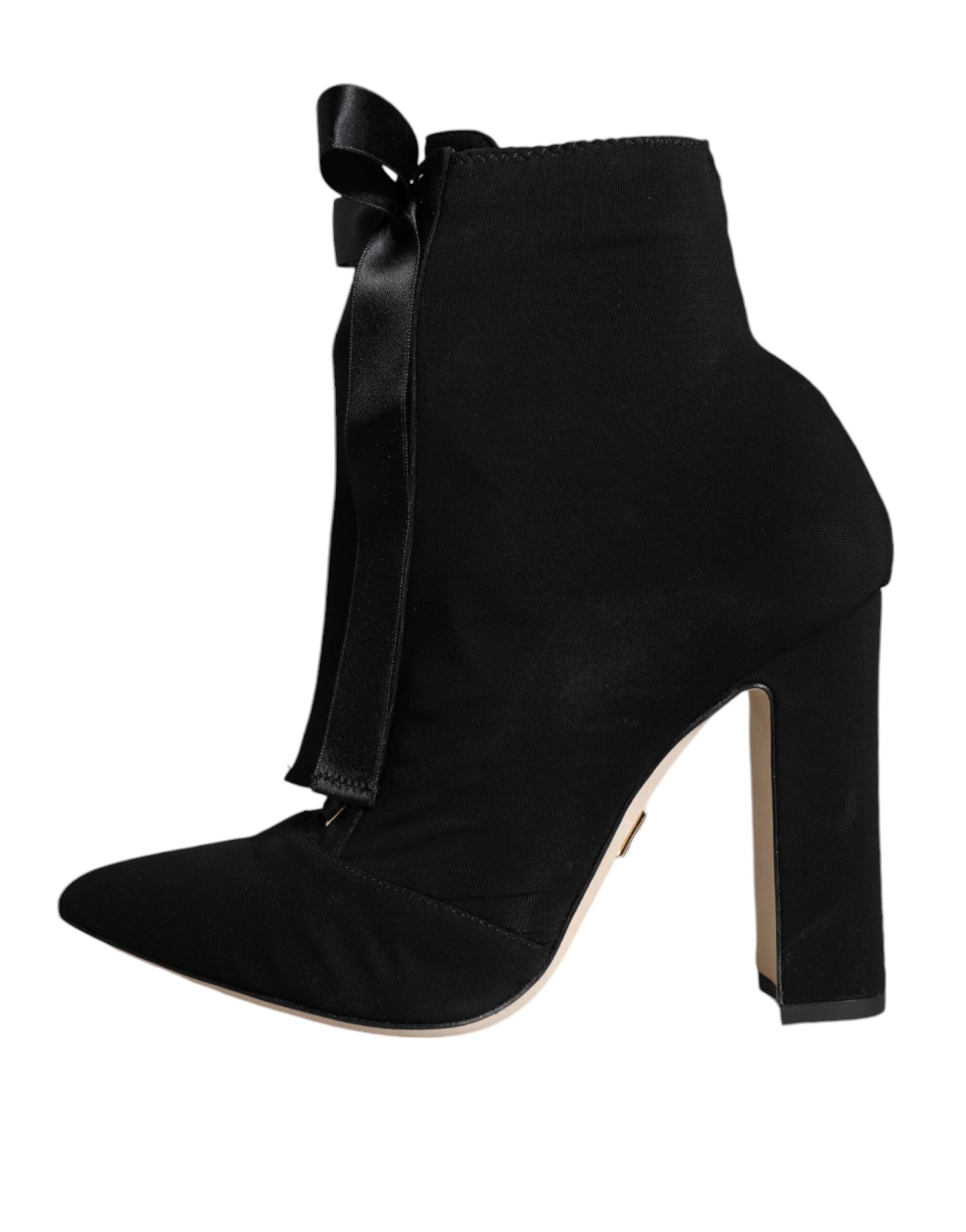 Chaussures Dolce & Gabbana en jersey noir, bottines extensibles à la cheville, chaussures élégantes et confortables.
