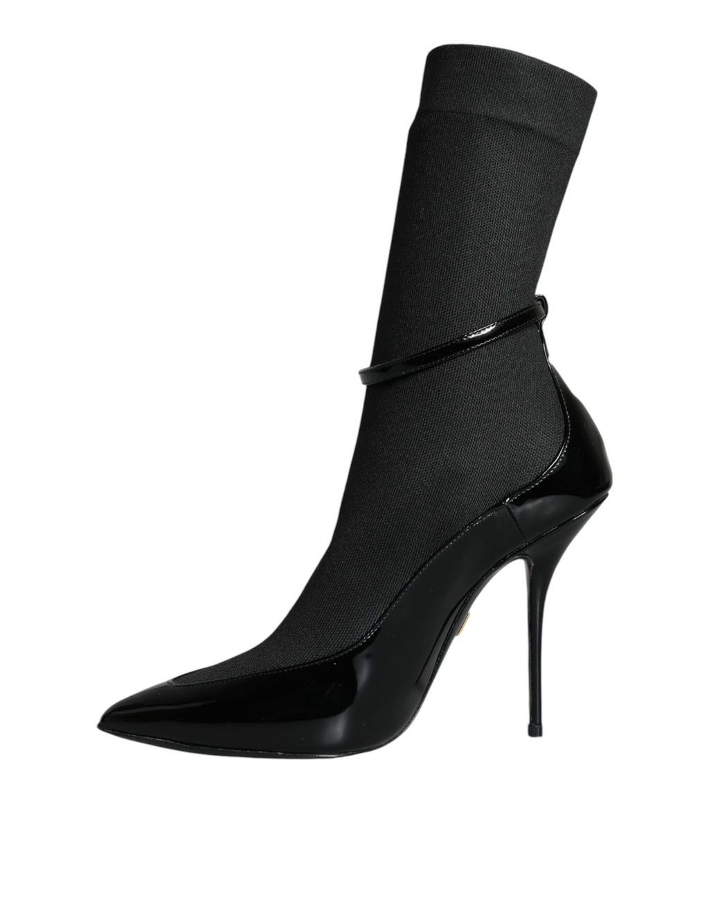 Chaussures Dolce & Gabbana en cuir noir, bottines stilettos avec chaussettes intégrées, élégantes et modernes.