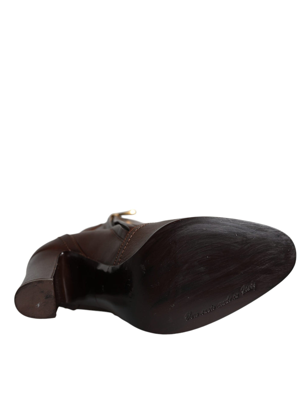 Escarpins en cuir marron Dolce & Gabbana, bottes mi-mollet élégantes avec talons, parfaites pour un style sophistiqué.