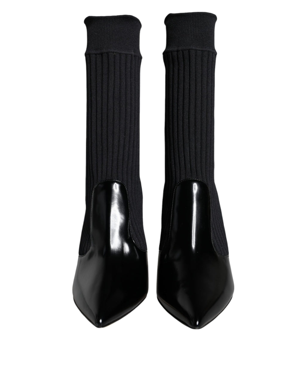 Chaussures Dolce & Gabbana à talons aiguilles noires, bottines extensibles en style stilettos avec chaussettes intégrées.