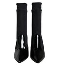 Chaussures Dolce & Gabbana à talons aiguilles noires, bottines extensibles en style stilettos avec chaussettes intégrées.