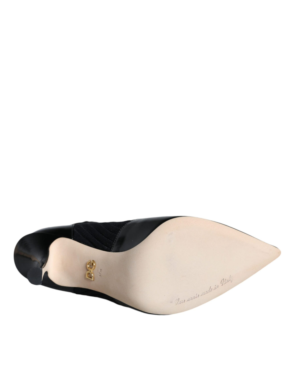 Chaussures Dolce & Gabbana, bottines noires en stretch avec talons stilettos, style élégant et sophistiqué.