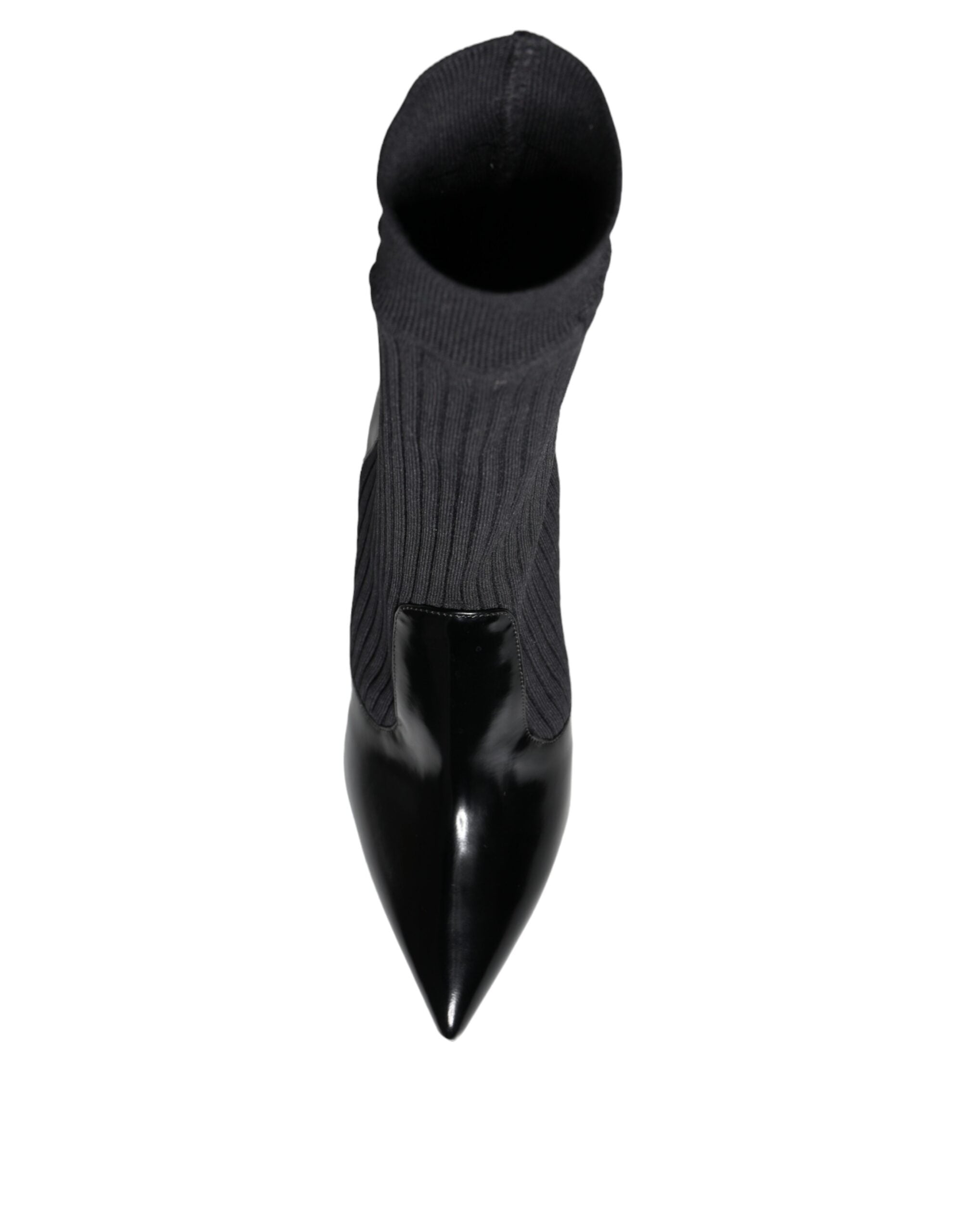 Chaussures Dolce & Gabbana noires, bottines en stretch avec talons stilettos, chaussures élégantes et sophistiquées.