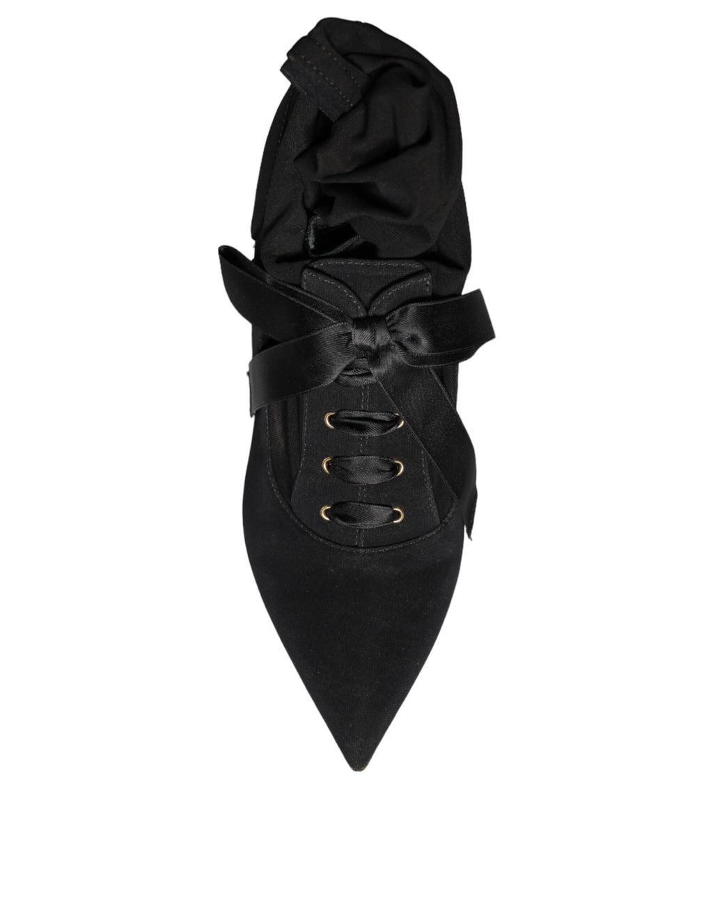 Chaussures Dolce & Gabbana, bottines noires à talons aiguilles stilettos, mi-mollet, élégantes et sophistiquées.