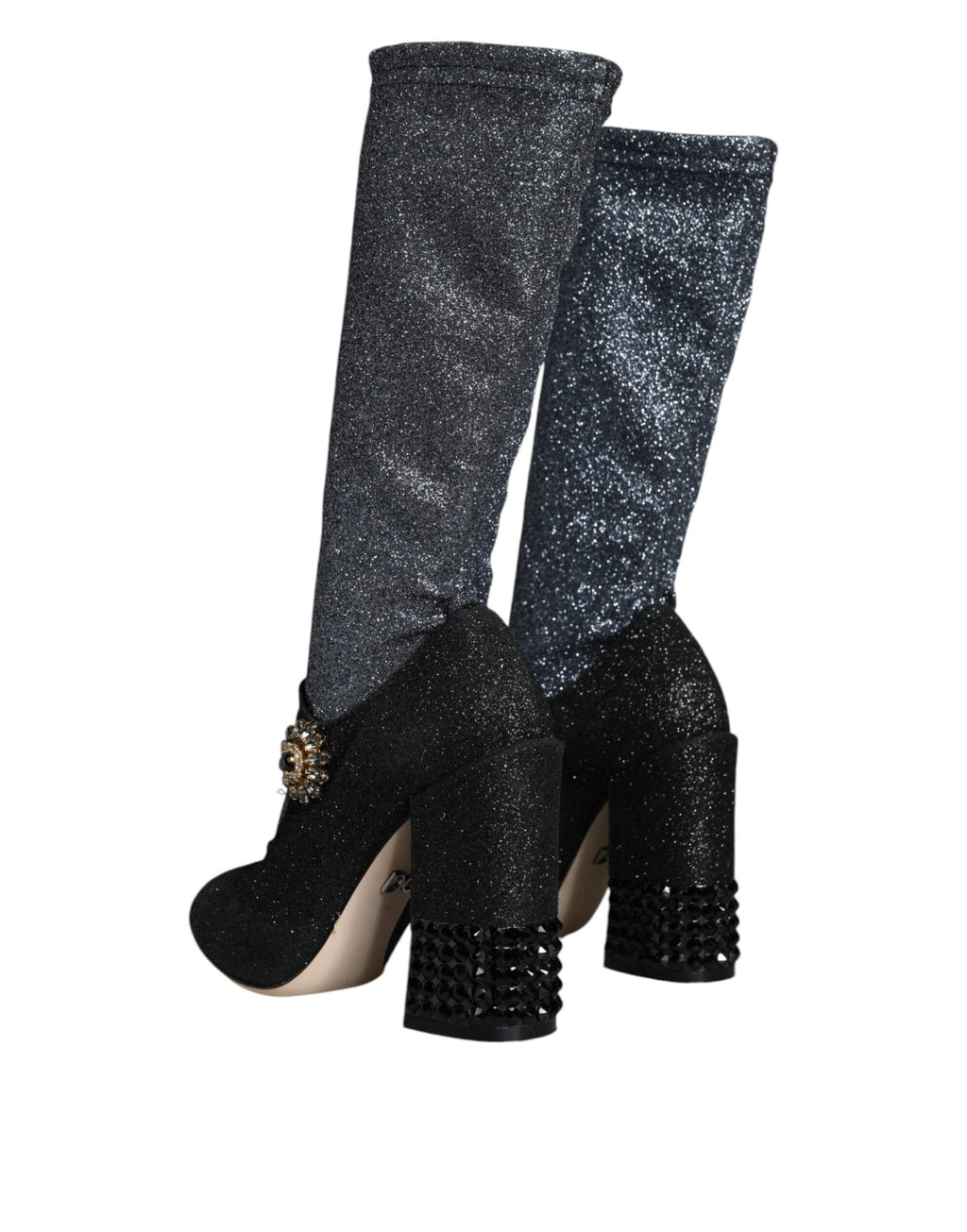 Chaussures Dolce & Gabbana Mary Janes noires en cristal avec talons, bottines élégantes et sophistiquées.