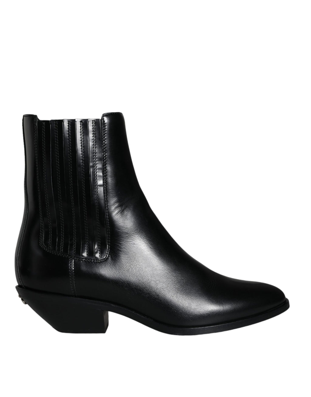 Bottines noires en cuir Dolce & Gabbana, chaussures ankle boots élégantes avec talons, pour un style sophistiqué.