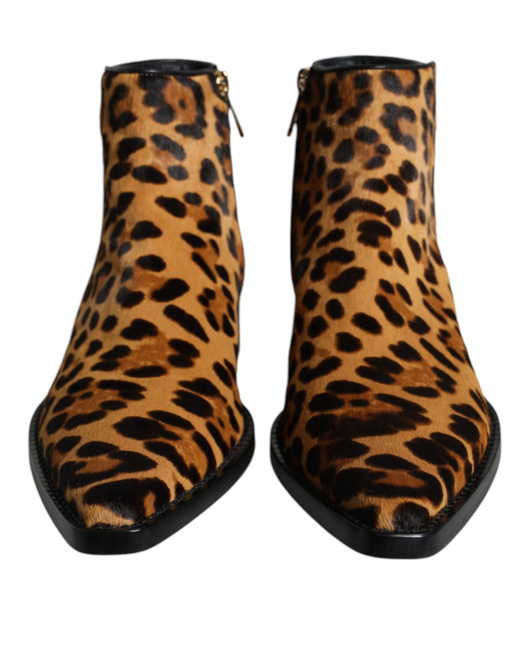 Bottes ankle en fourrure de veau à motif léopard brun de Dolce & Gabbana, chaussures élégantes et tendance.