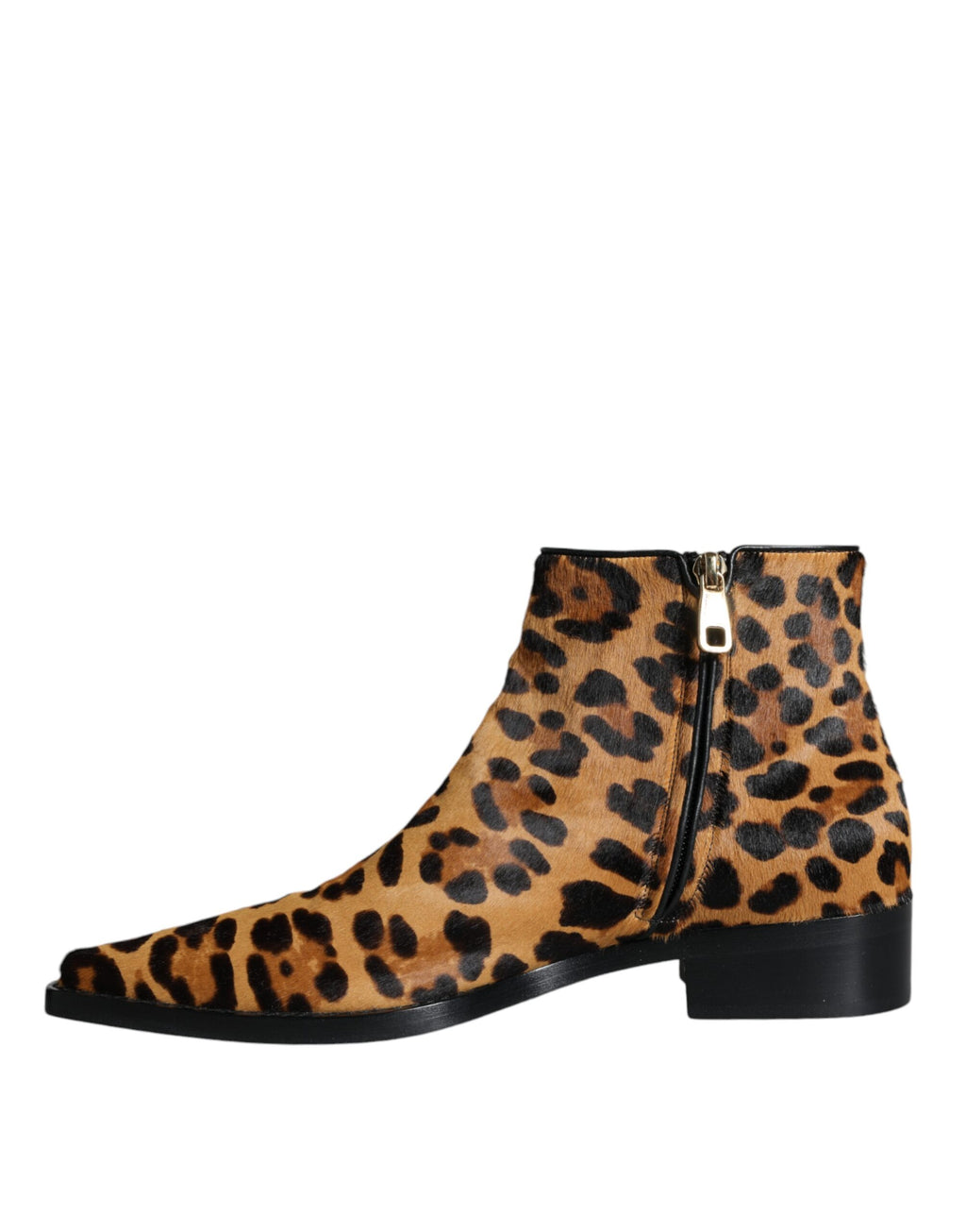 Bottes ankle en fourrure de veau léopard marron Dolce & Gabbana, style élégant avec motif animal.