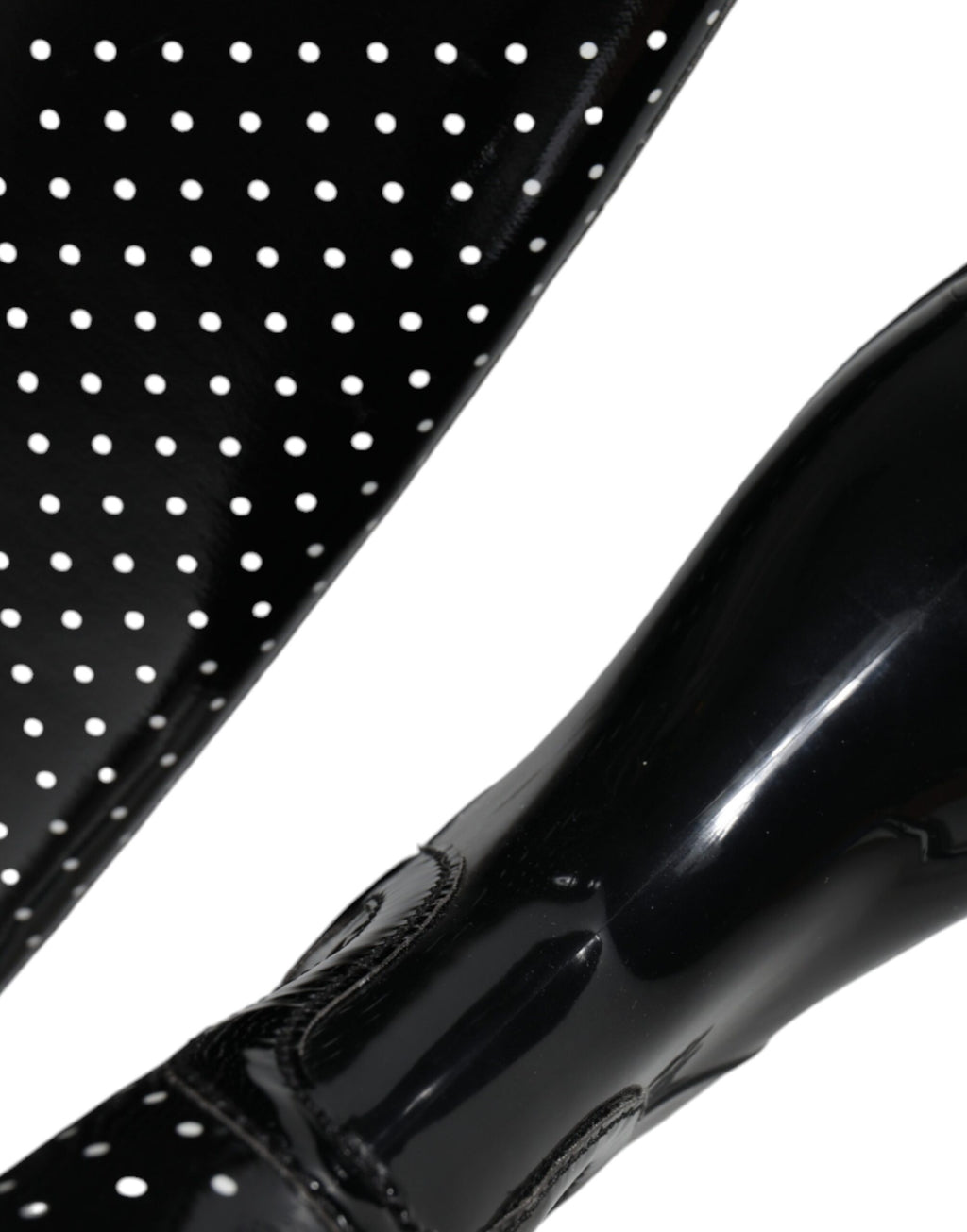 Bottes hautes en caoutchouc noires à pois Dolce & Gabbana, chaussures élégantes pour style tendance et protection contre l'eau.