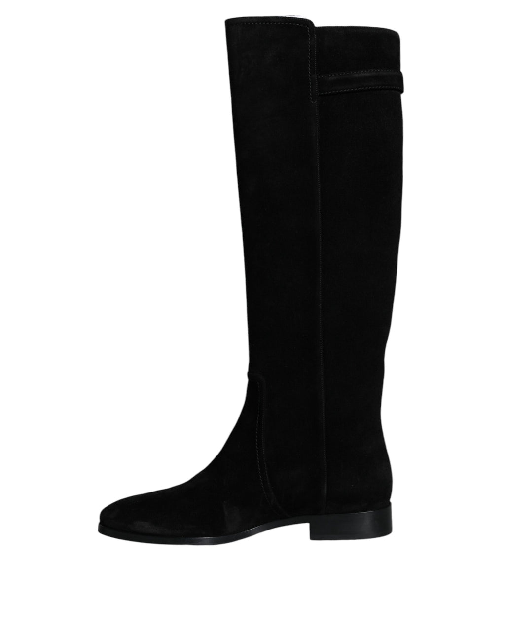 Bottes hautes en cuir suédé noir de Dolce & Gabbana, chaussures élégantes et sophistiquées pour femmes.