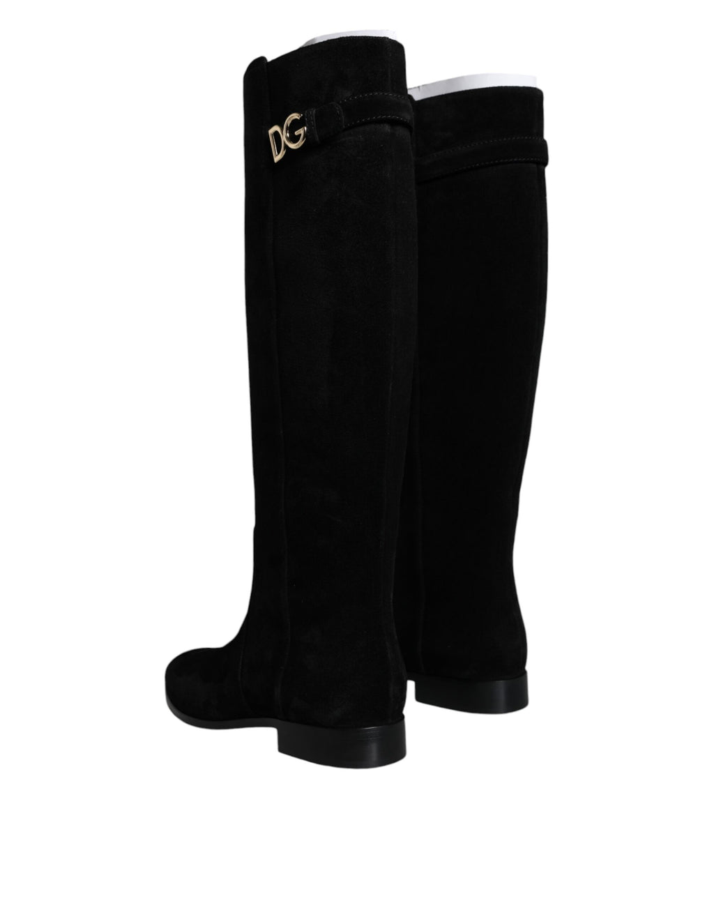 Bottes hautes en cuir suédé noir de Dolce & Gabbana, chaussures élégantes et sophistiquées pour femmes.