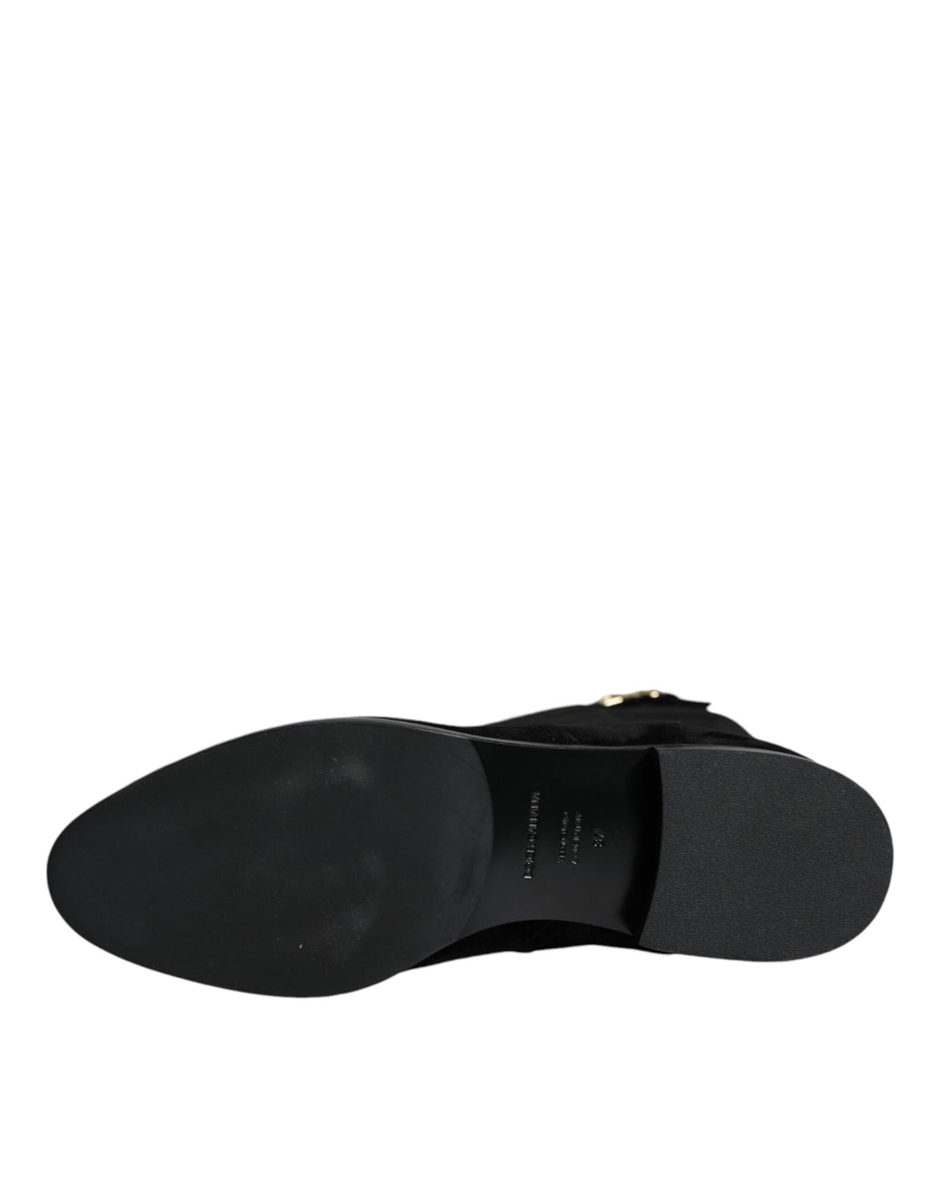 Bottes hautes en cuir velours noir de Dolce & Gabbana, élégantes et sophistiquées, avec une finition soignée et une silhouette longue