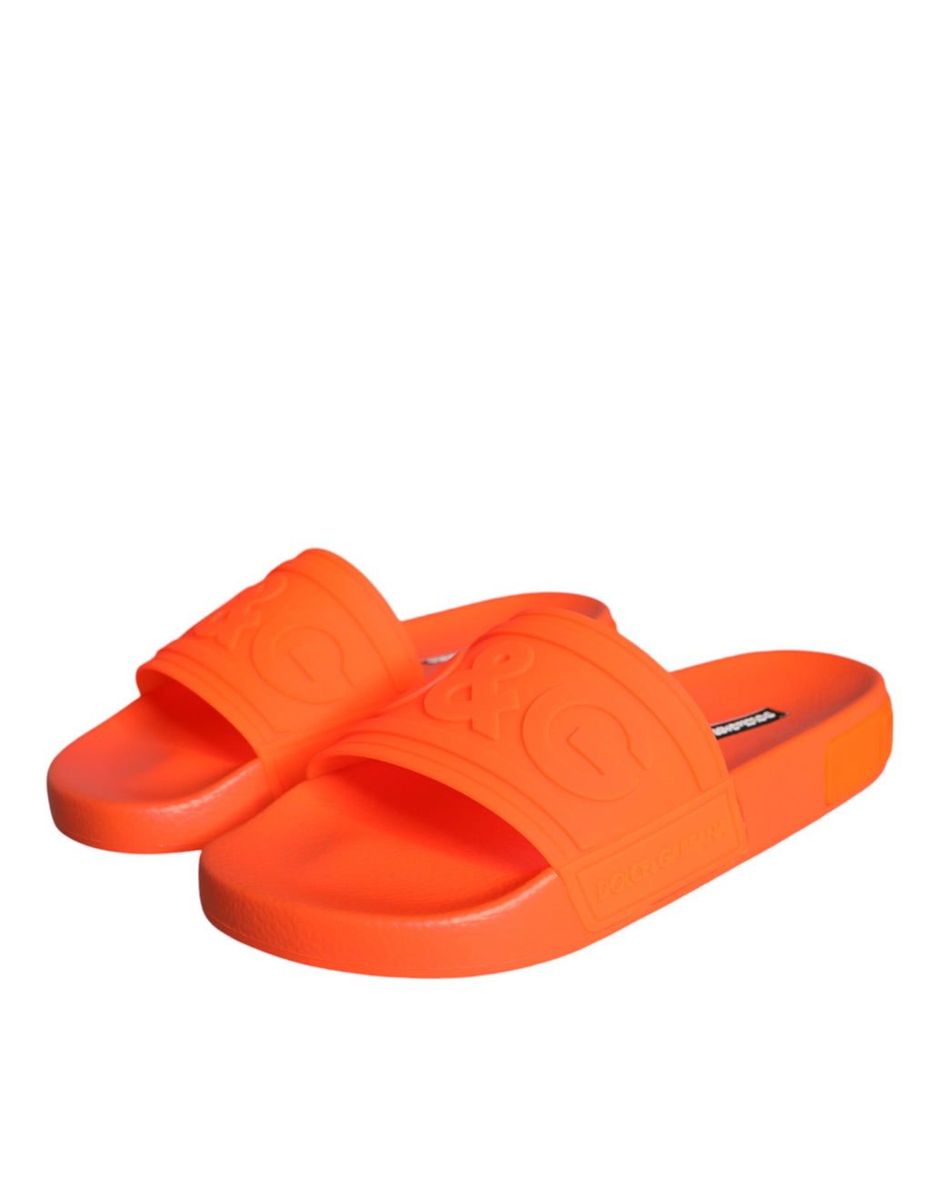 Sandales en caoutchouc orange Dolce & Gabbana, chaussures de plage élégantes avec semelles confortables et design moderne.